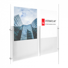 Acrylic Portrait Dual Pocket Display This dual hanging acrylic sign holder is designed to display two 8-1/2” X 11” signs or graphics side by side. This acrylic display holder is hung with the use of side clamps that work with our tensioned displays, ca